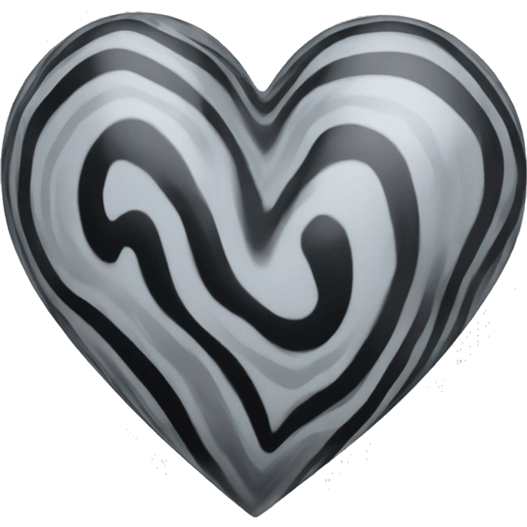 a grey and black swirled glass heart emoji