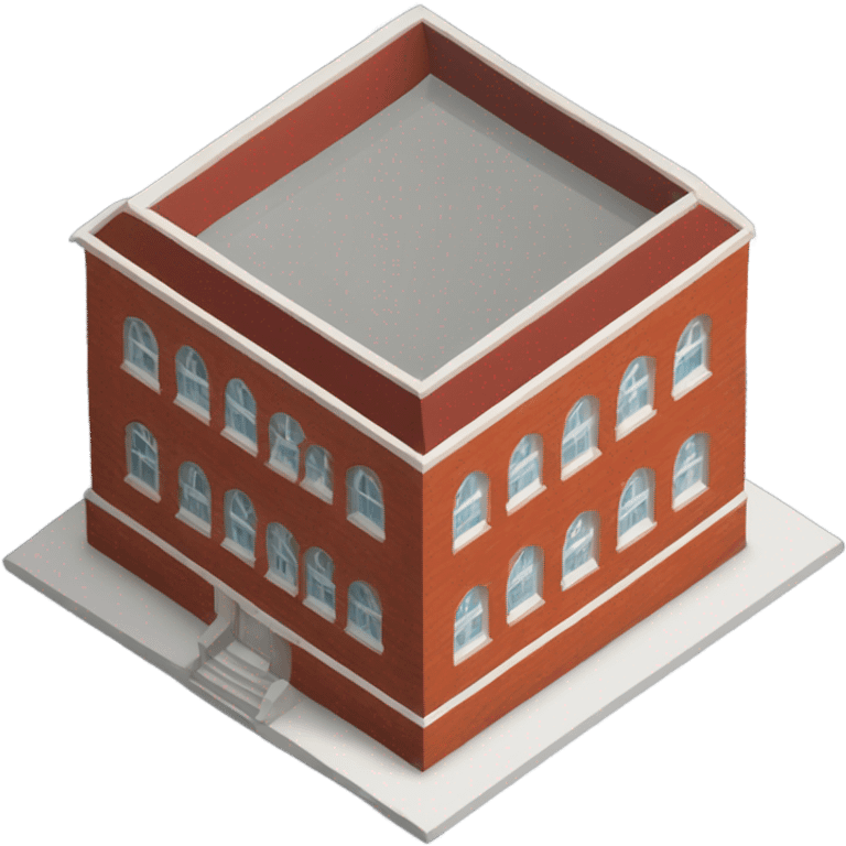 isometric ground floor round red brick building emoji