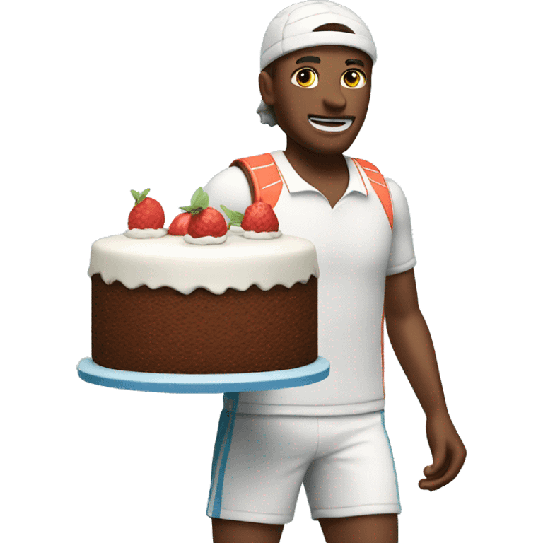 Tennis player with cake emoji