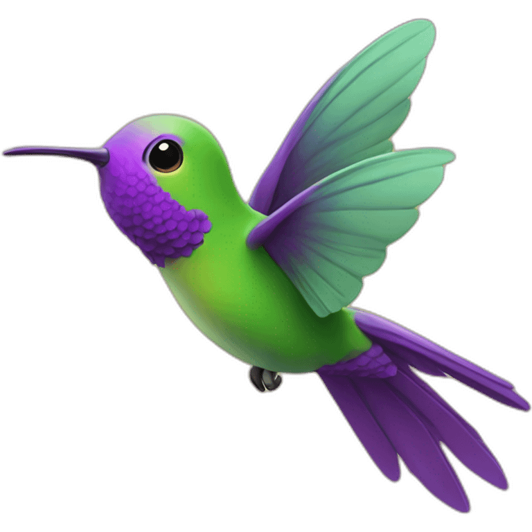 emoji de un colibrí de color verde y morado volando en un cielo color amarillo emoji