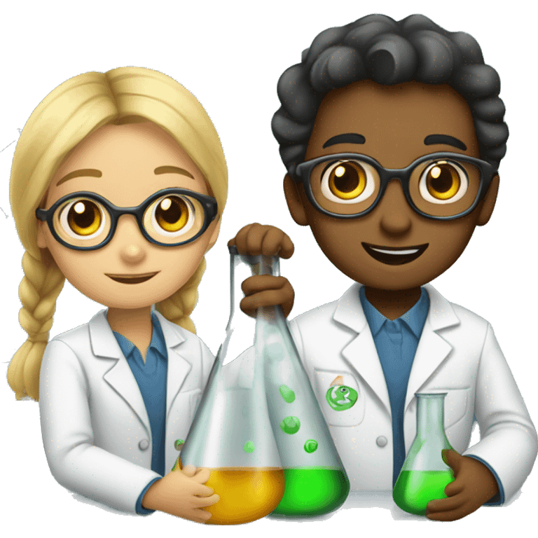 A pair of child scientists in the middle of an experiment  emoji