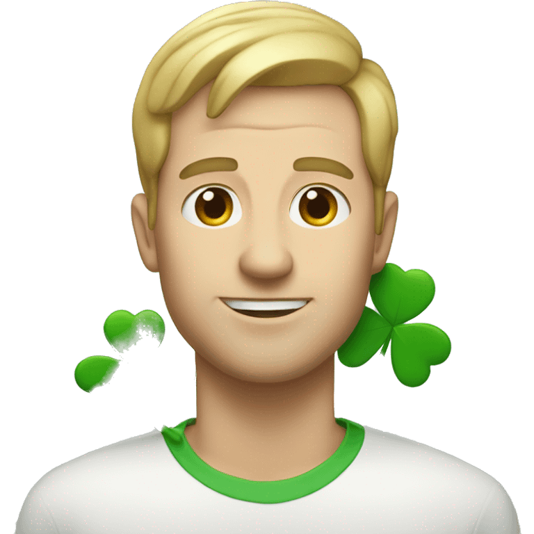 white man with four leaf clover emoji