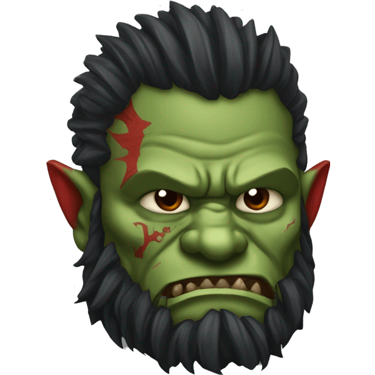 Armored Berserker orc with red beard & red mohican emoji