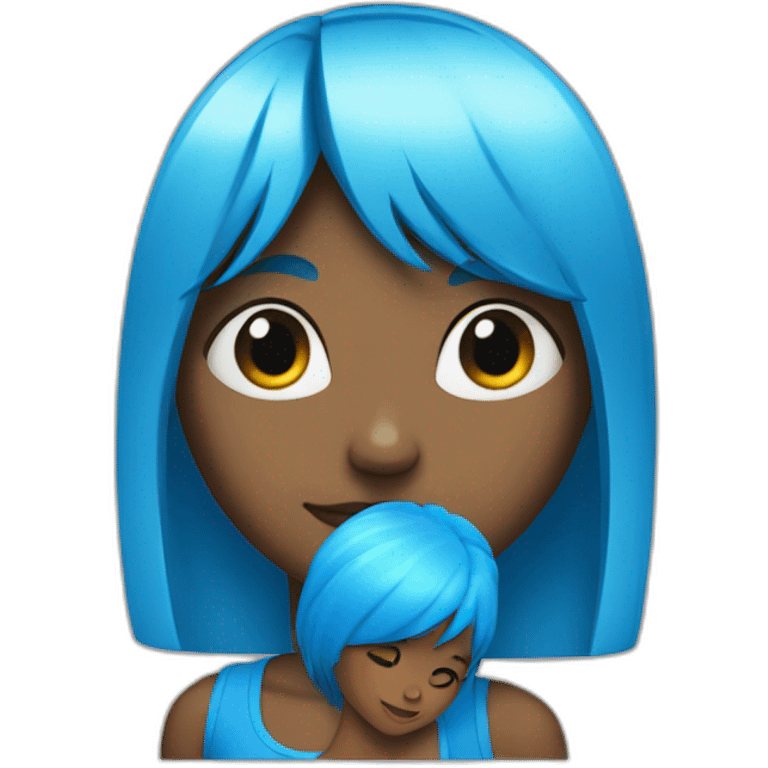 girl with blue hair bang emoji