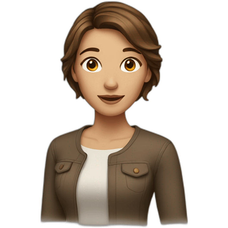 woman with mid-length brown hair emoji