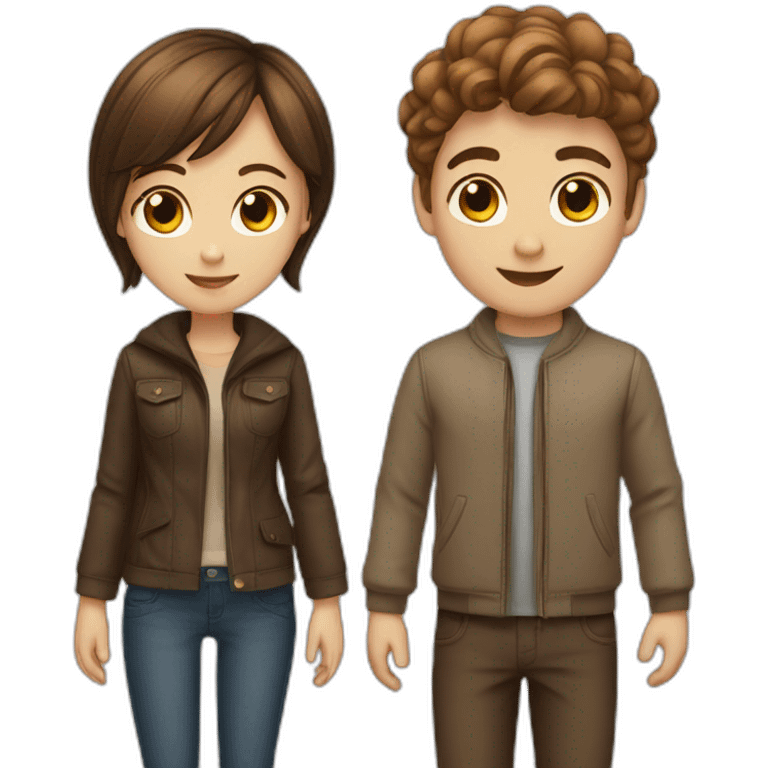 girl et boy with brown hair couple love emoji