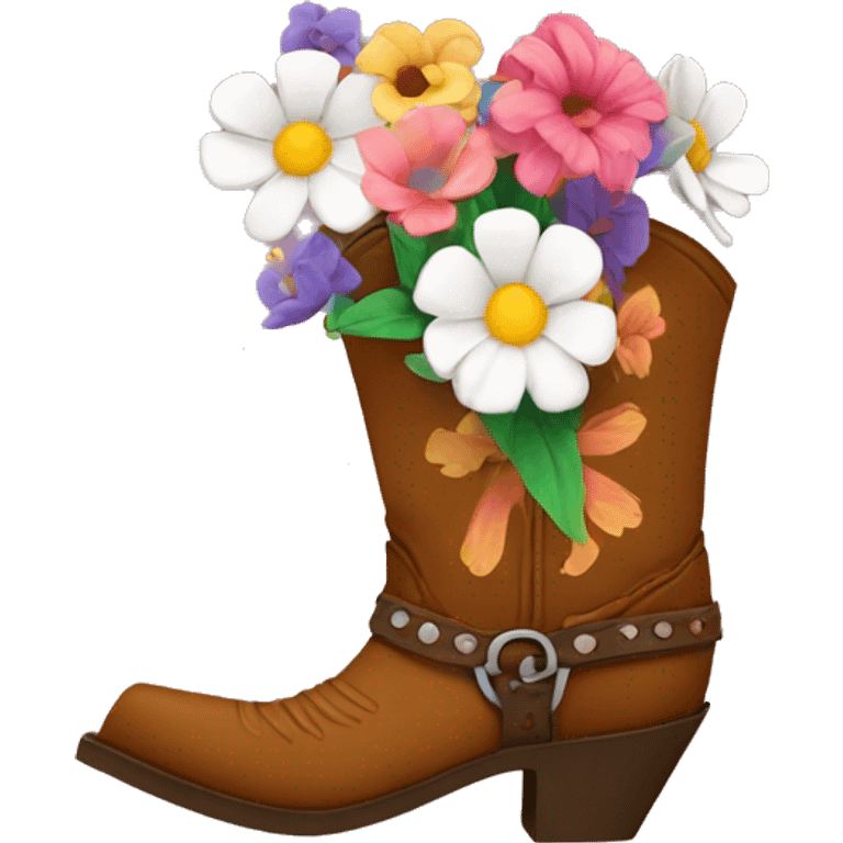 Cowboy boot with flowers  emoji