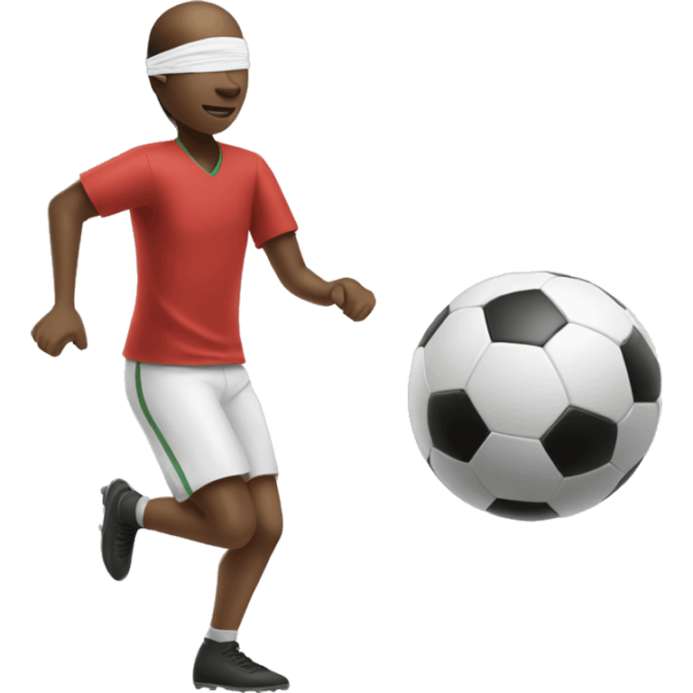 Blindfolded person catching a soccer ball emoji