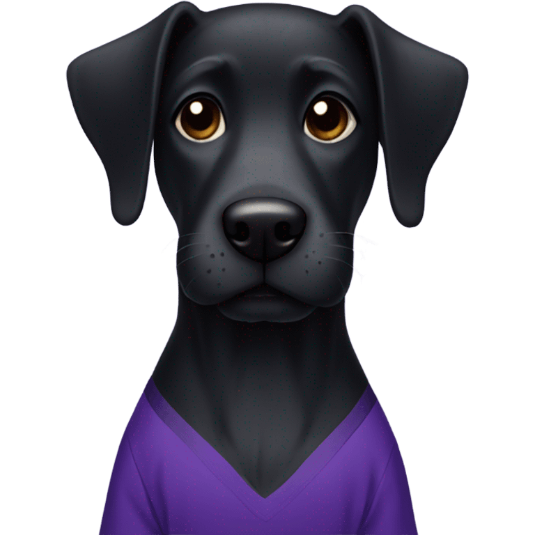 Black dog wearing a purple jersey  emoji