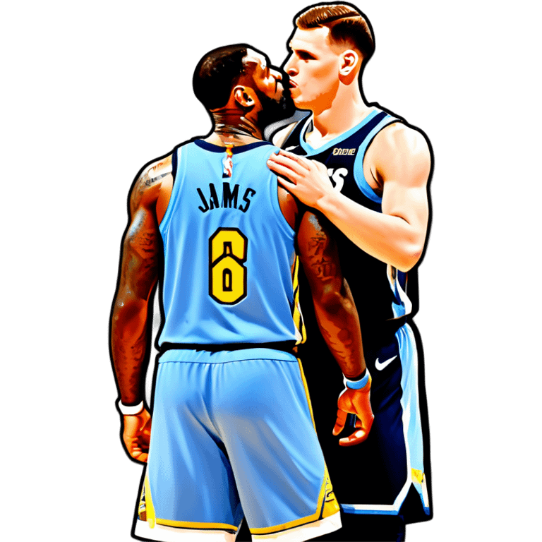 LeBron James kissing Nikola Jokic emoji