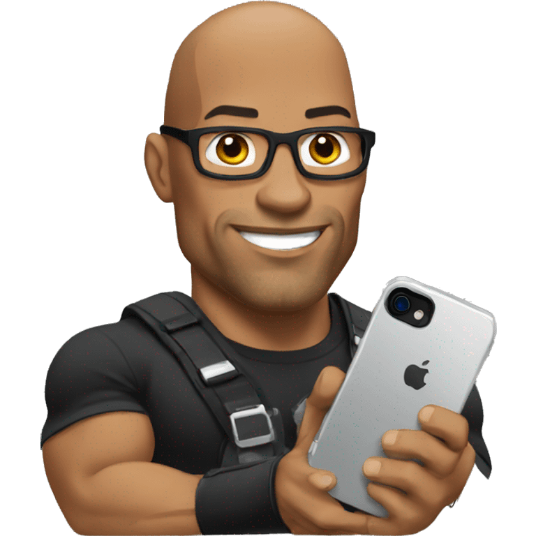 the rock holding an iphone emoji