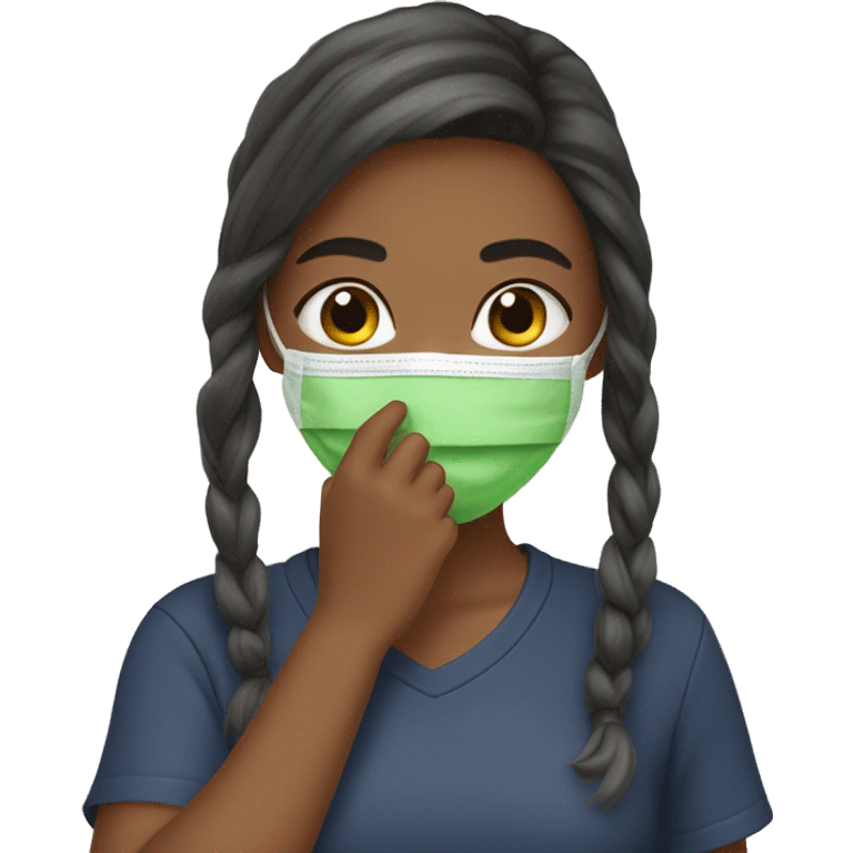 girl putting green face mask on emoji