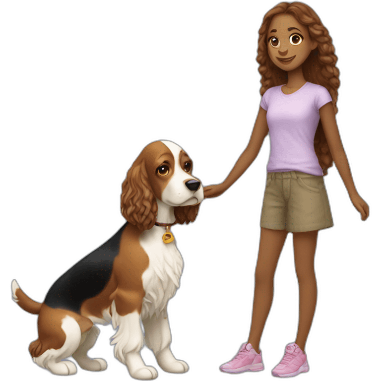 girl with cocker spaniel  emoji