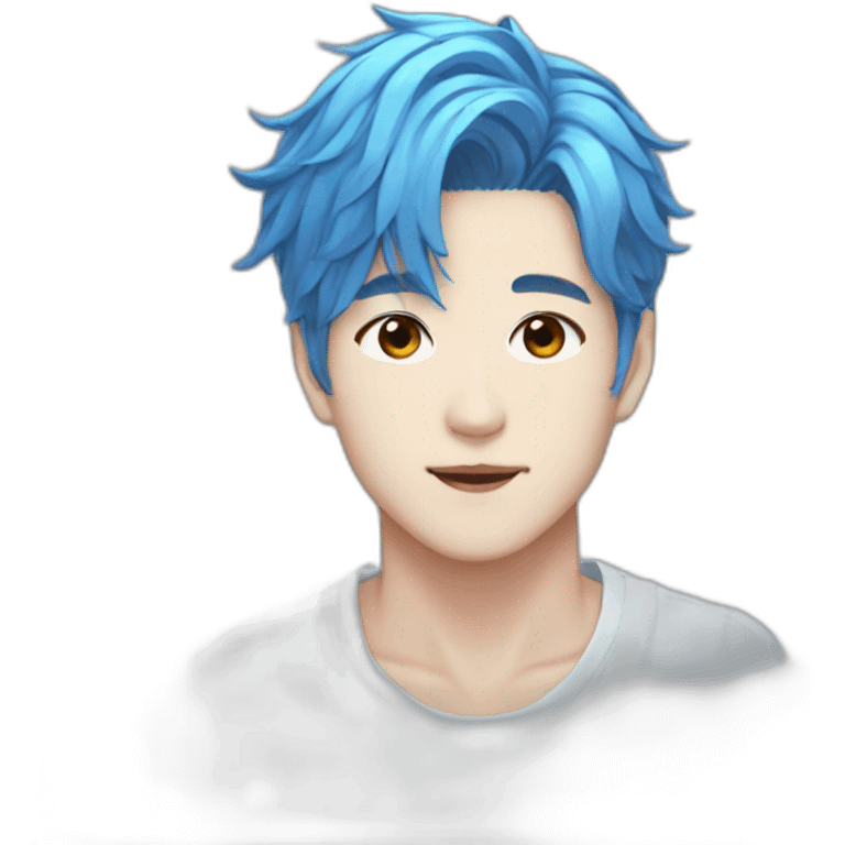 Blue hair Kpop idol male emoji