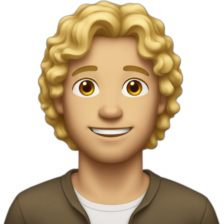  Blond guy with brown curly hair emoji