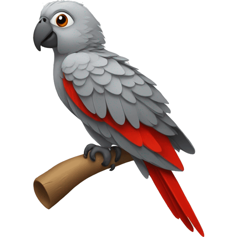 Gray parrot with red tail feathered  emoji