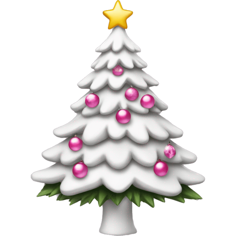 A  white Christmas tree  with pink decoration  emoji