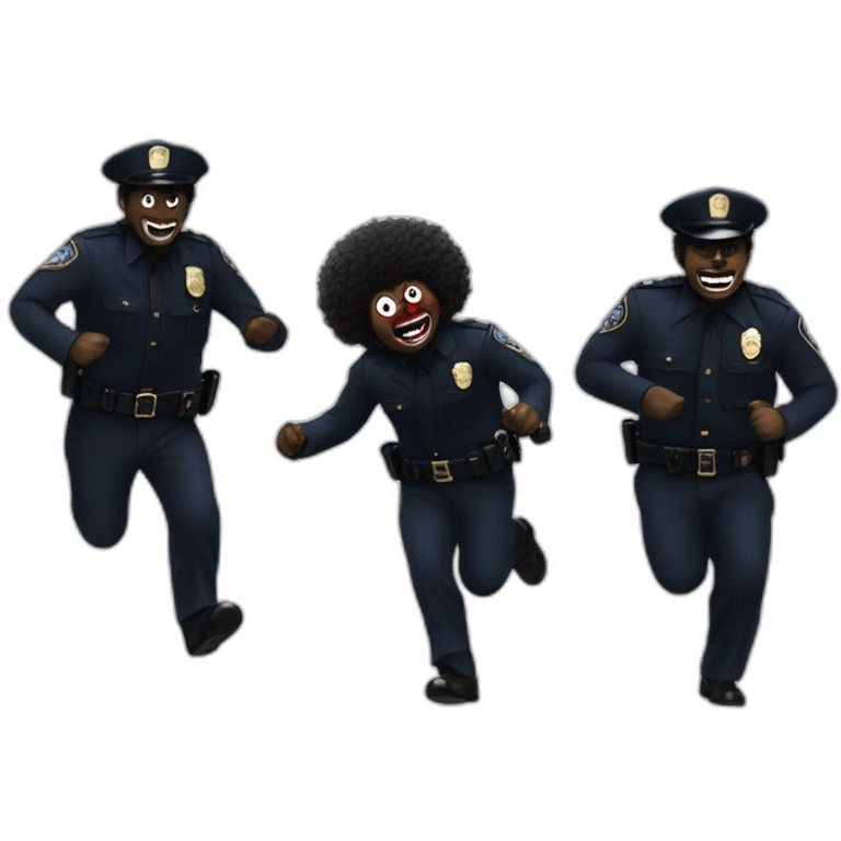 Gollywog chased by cops emoji