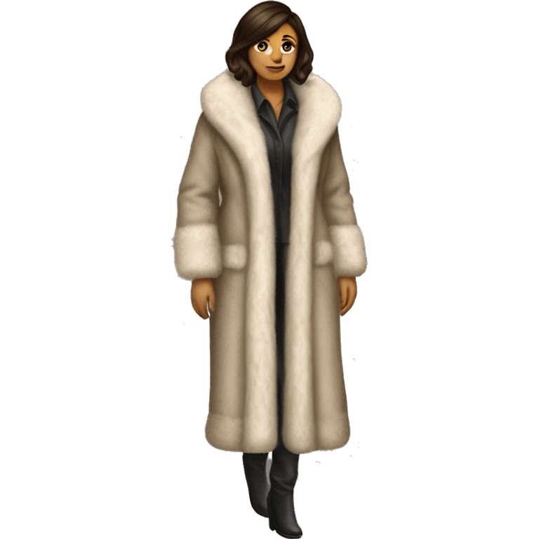 Realistic brunette mob wife full body fur coat emoji