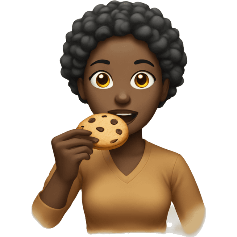 Black Woman eating a cookie emoji