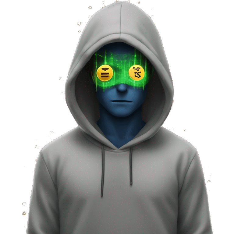 A man with laser eyes and with a bitcoin logo on hoodie emoji