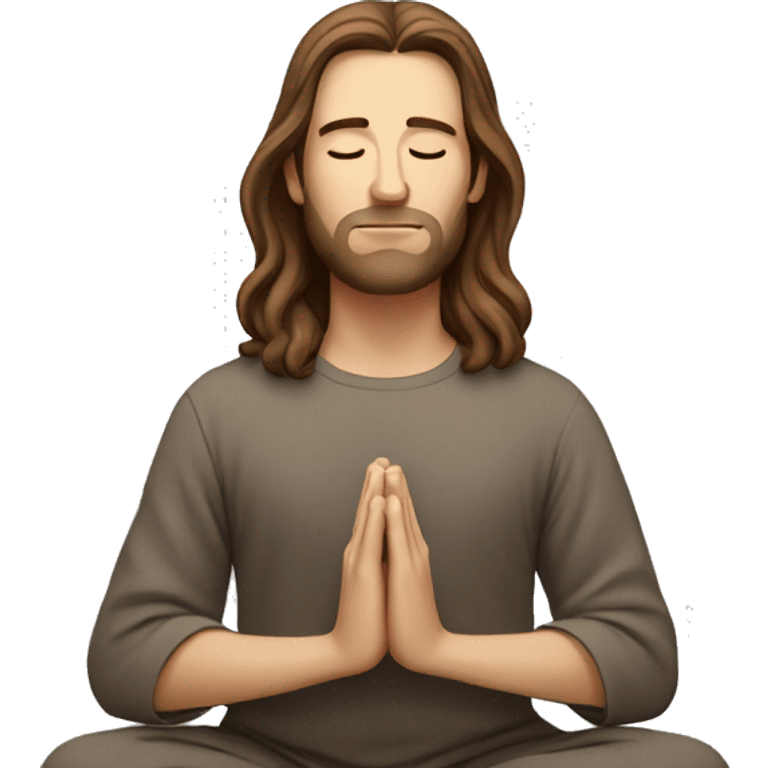 white man with long brown hair meditating emoji