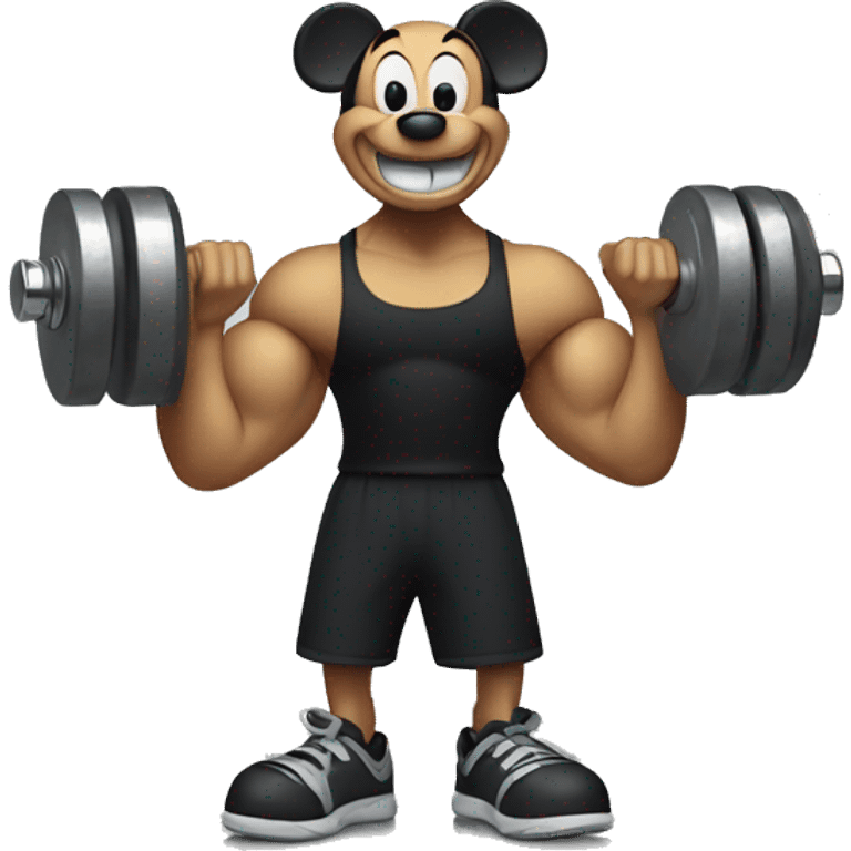 Mickey Mouse holding dumbbells  emoji