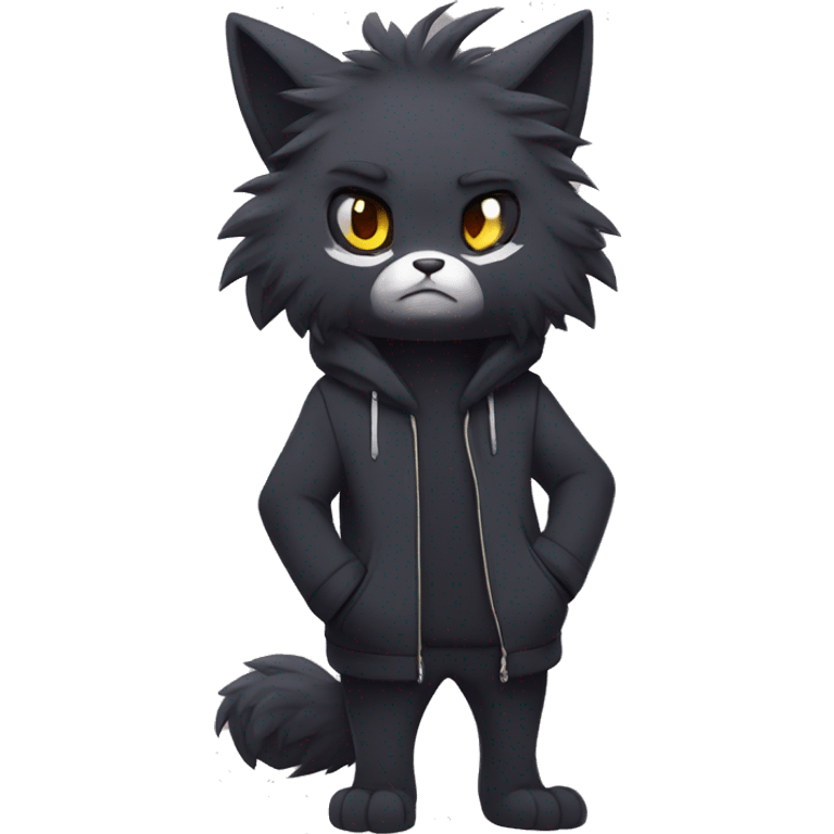 Dark Edgy Cool Shy Grumpy Fluffy FurSona Fakemon Full Body emoji