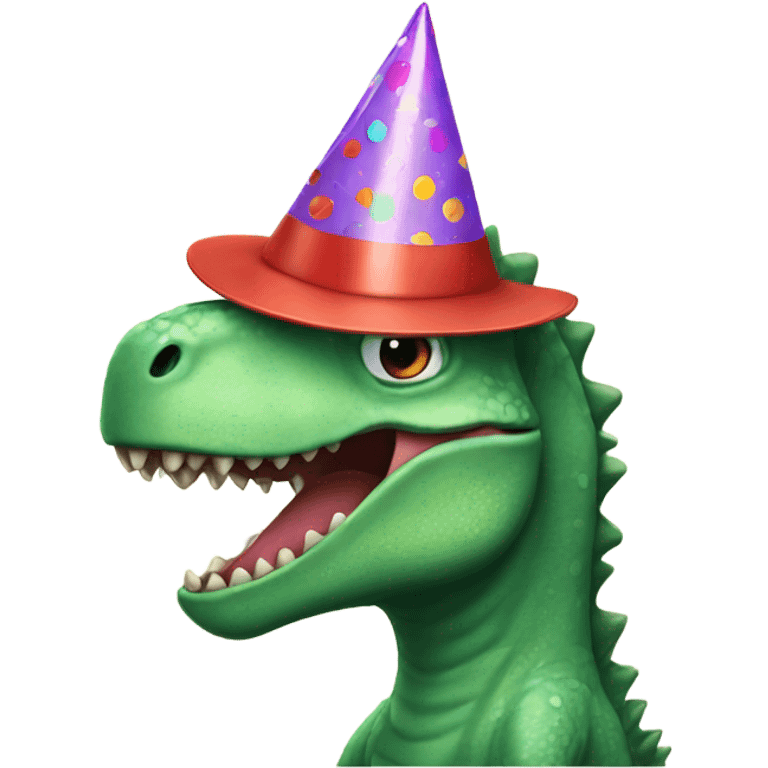 Dino with party hat emoji