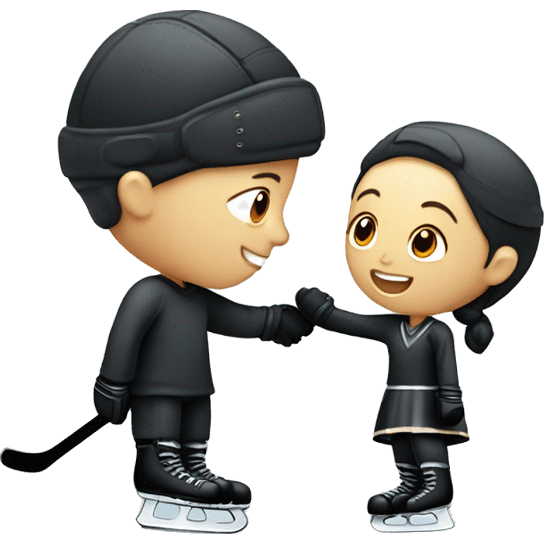 Hockey boy hugging figure skating girl emoji