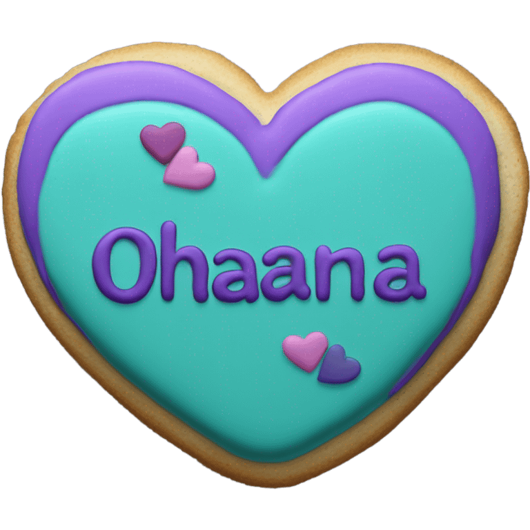 Teal purple Cookie heart with ohana emoji