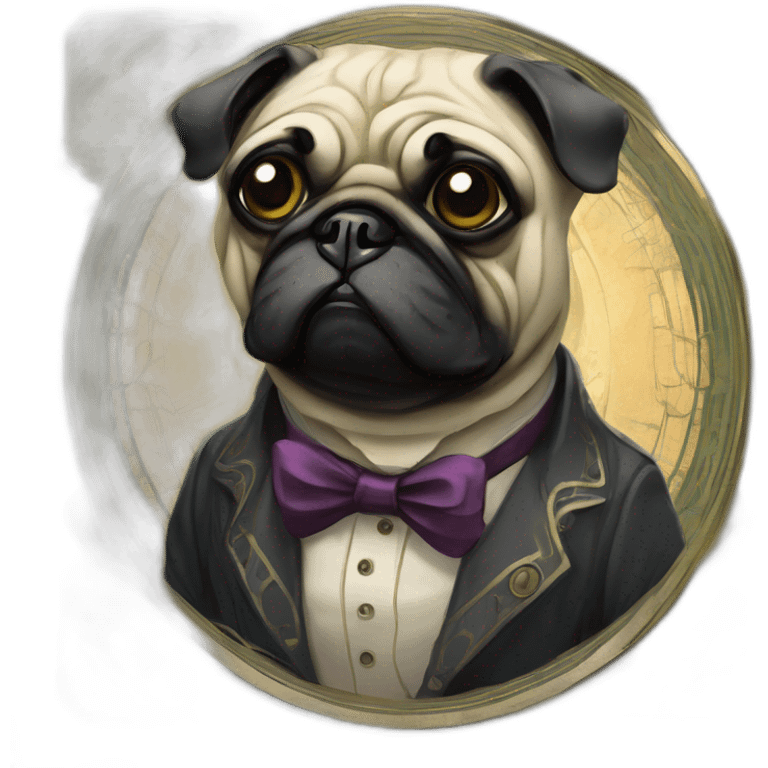 A cyberpunk pug in Art Nouveau style during 1910 emoji