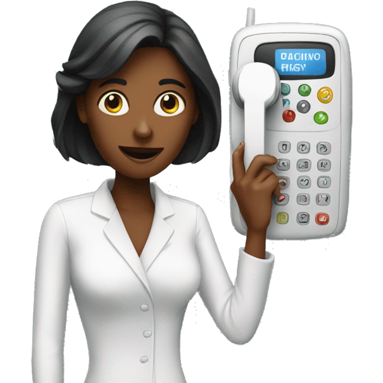 woman showing big phone emoji