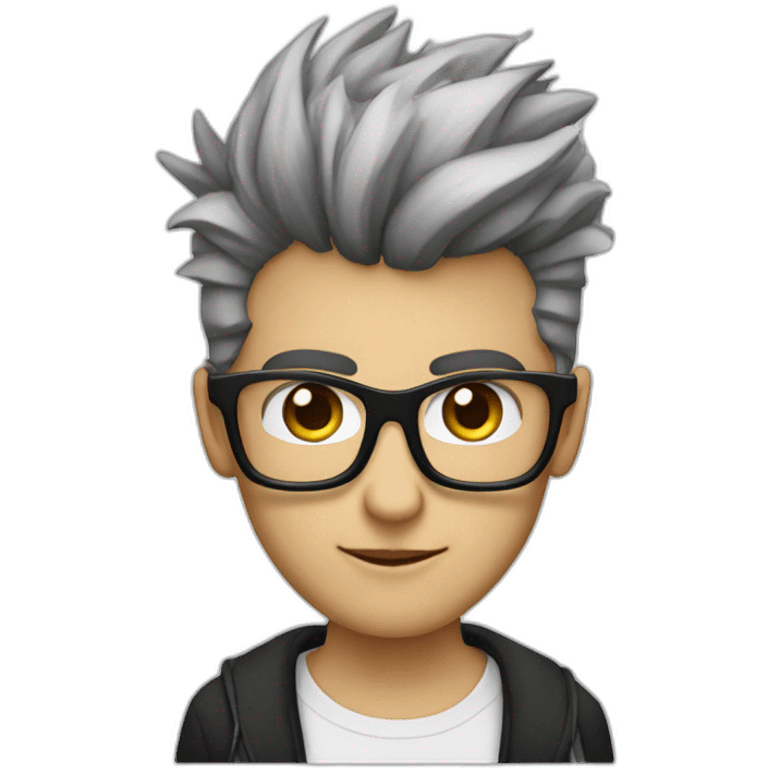 a guy with white coloured spectacles,black coloured Fauxhawk hairstyle emoji