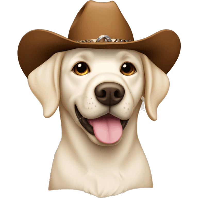 white labrador in a brown cowboy hat emoji