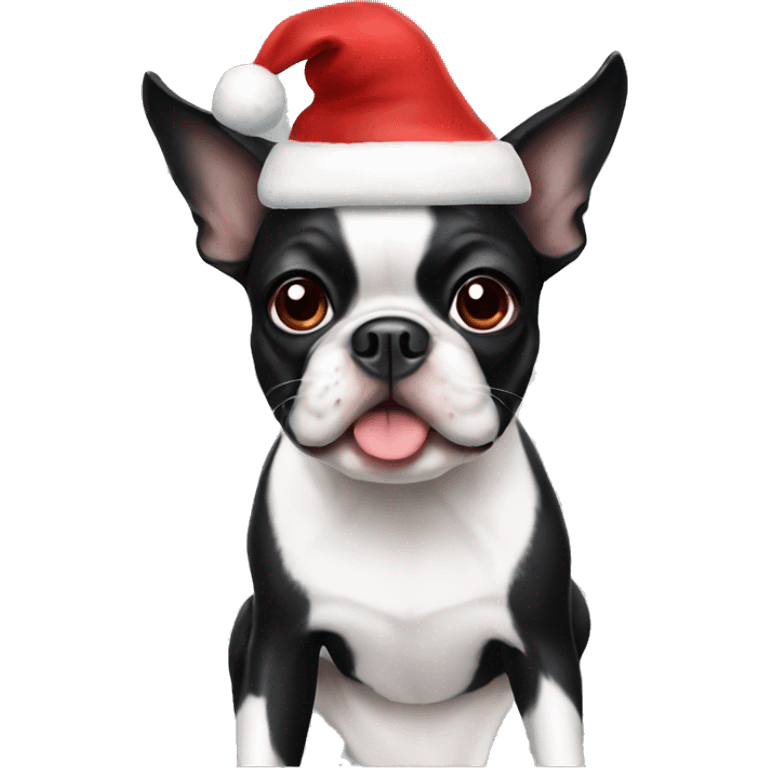 Boston terrier wearing a Santa hat  emoji