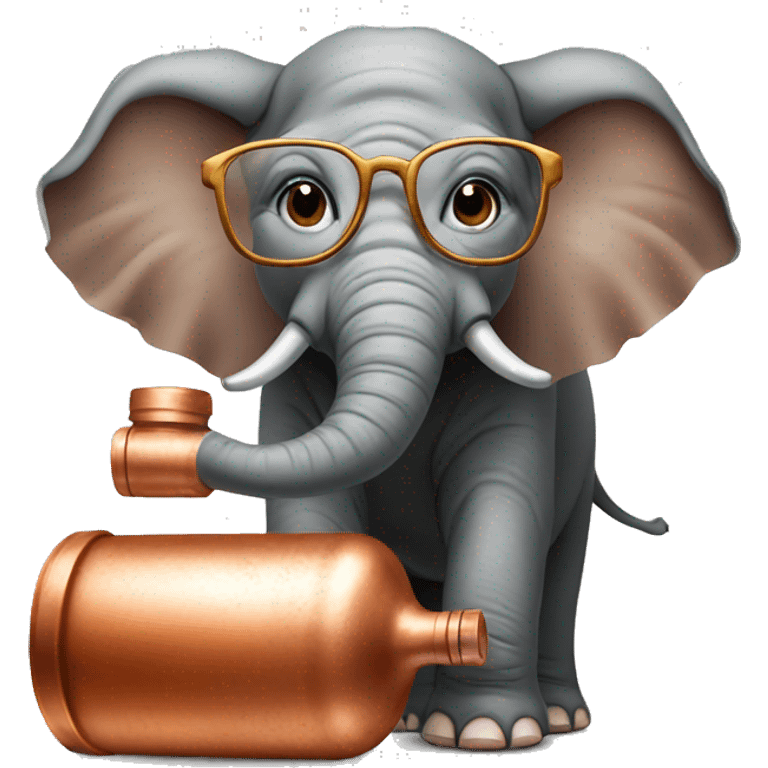 elephant holding copper bottle with spectacles emoji