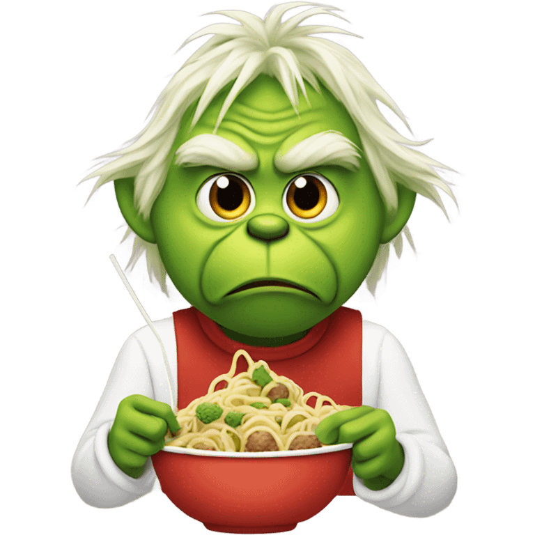 grinch eating noodles and meatballs  emoji