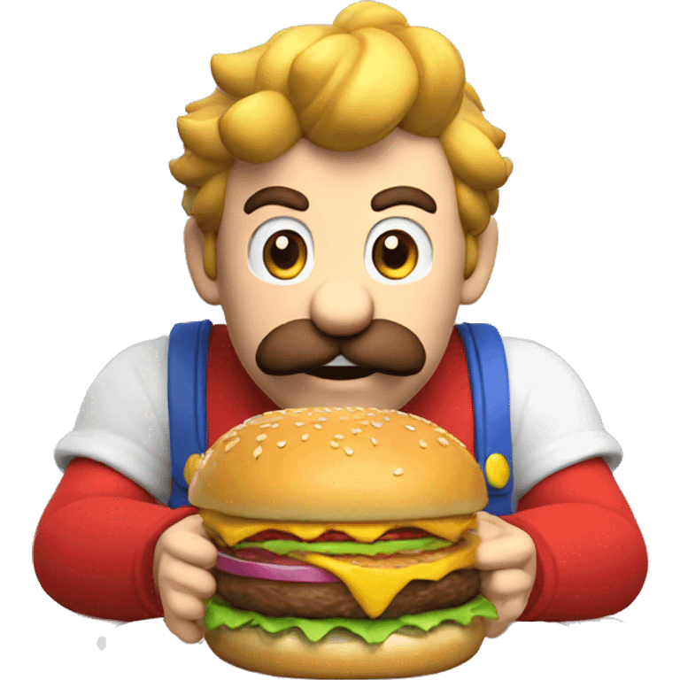 Mario eats a burger emoji