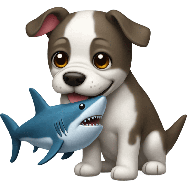 Dog with a shark plushie emoji