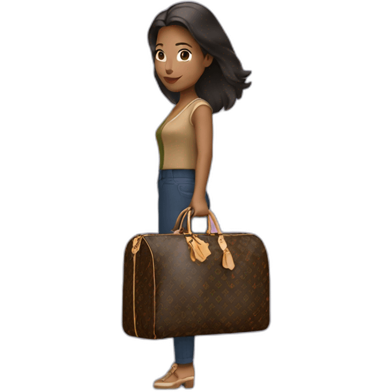 woman holding louis Vuitton travel bag emoji