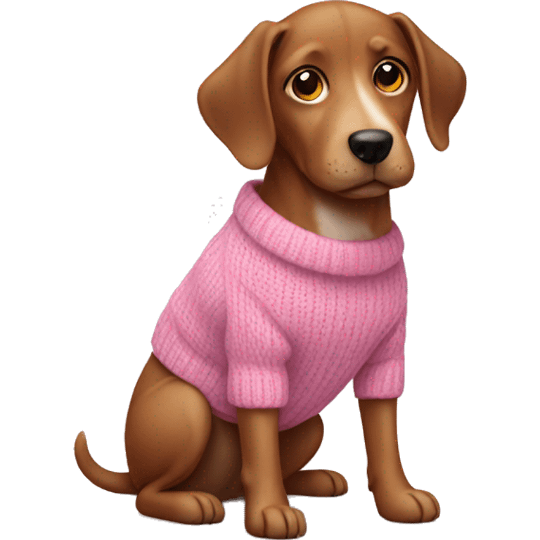 Dog wearing a pink sweater emoji