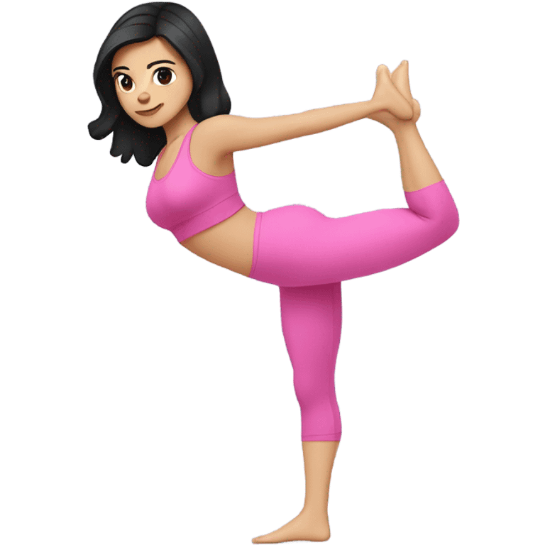 White girl with black hair pilates pink emoji