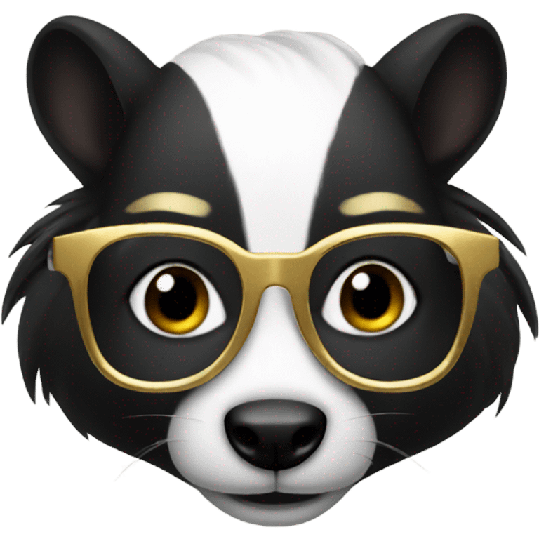 Skunk wearing gold frame glasses emoji