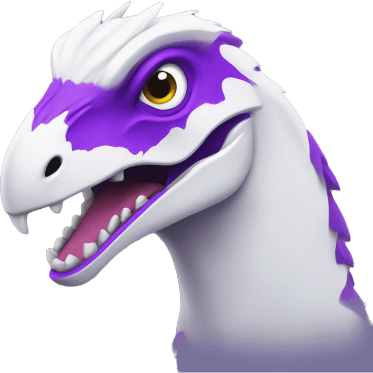 white outlines, purple raptor, in shock, head only emoji