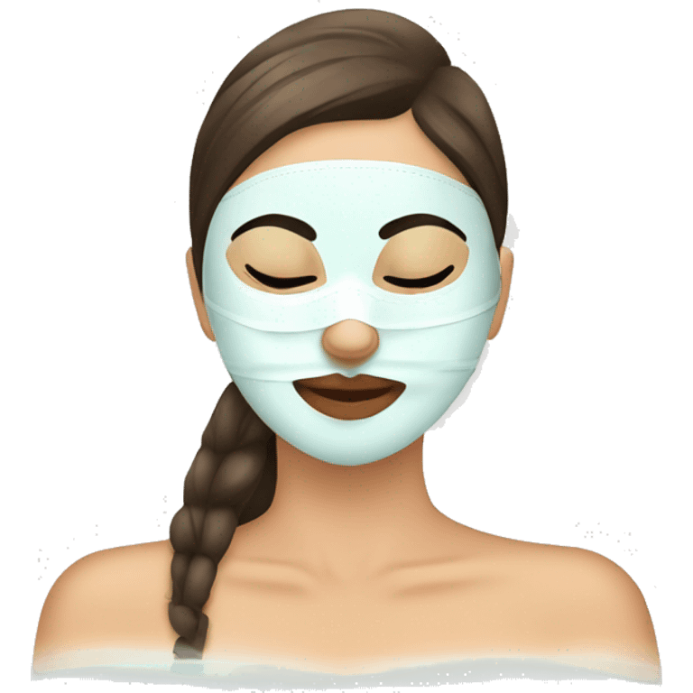 Lady with face mask spa beauty full face relaxing emoji