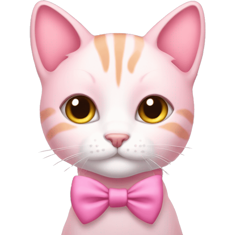 Pretty pink cat with pink bow around her neck emoji