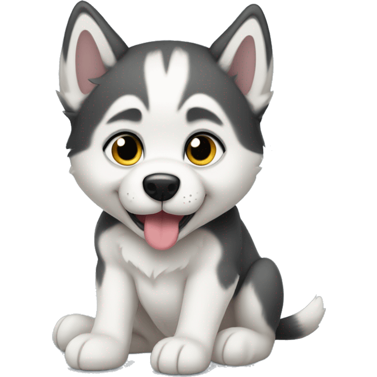 Husky puppy sittiny emoji