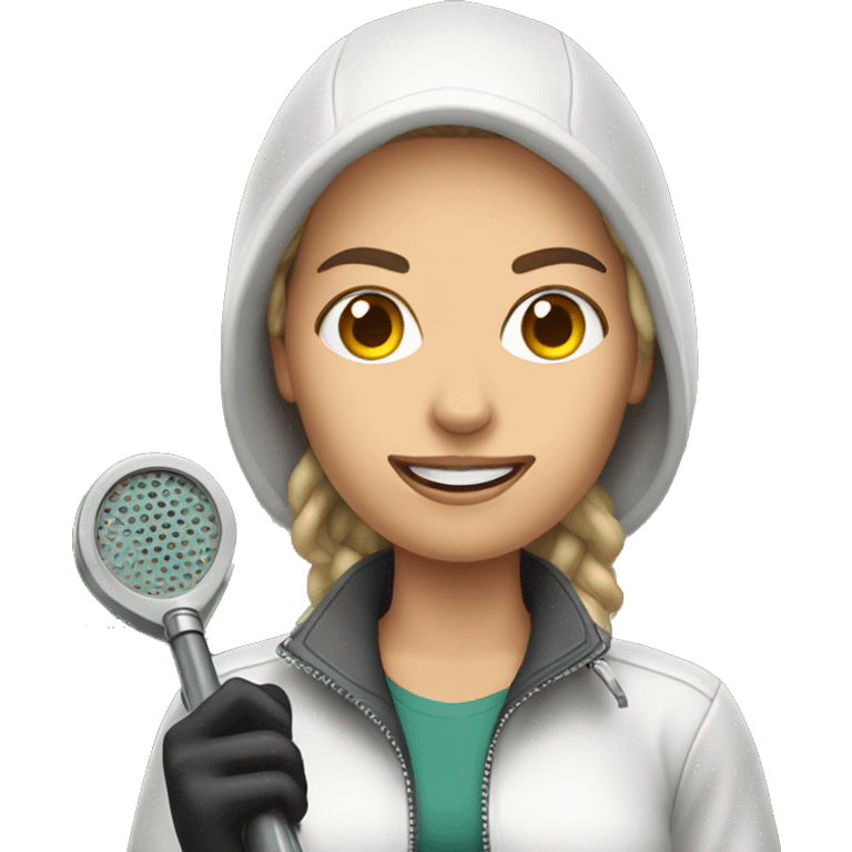 Pretty woman holding metal detector  emoji