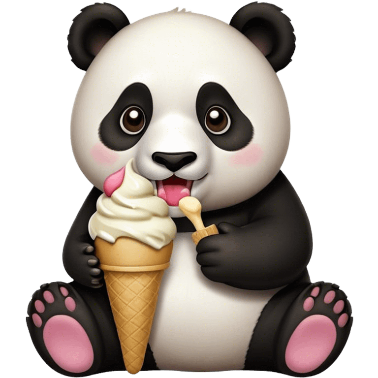 Panda eating ice cream emoji